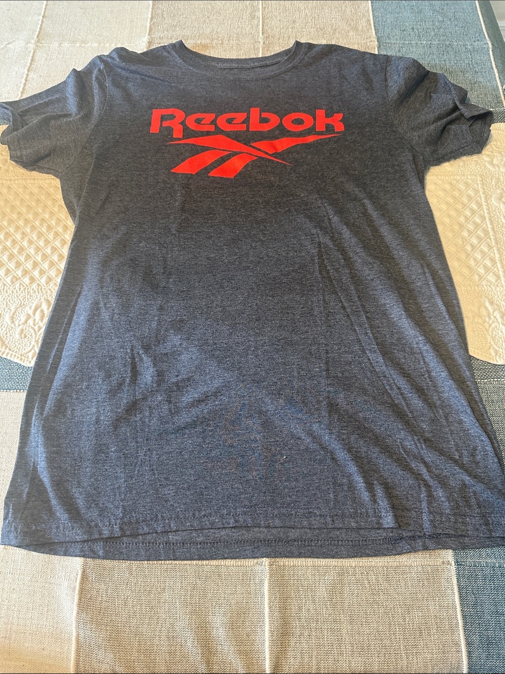 Reebok Men's Navy Short Sleeve Tee with Red Logo
